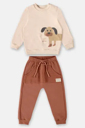 2 Piece Boys Puppy Sweatshirt & Pants