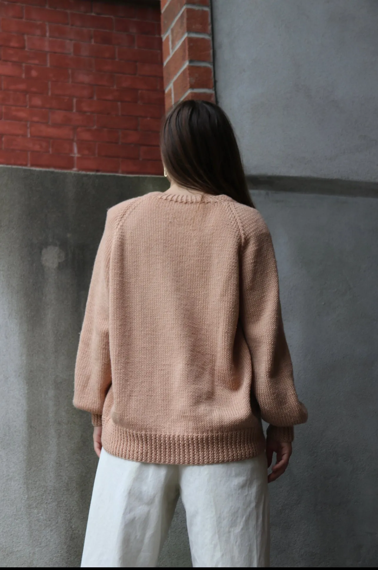 80s Dusty Rose Chunky V-Neck Knit - L