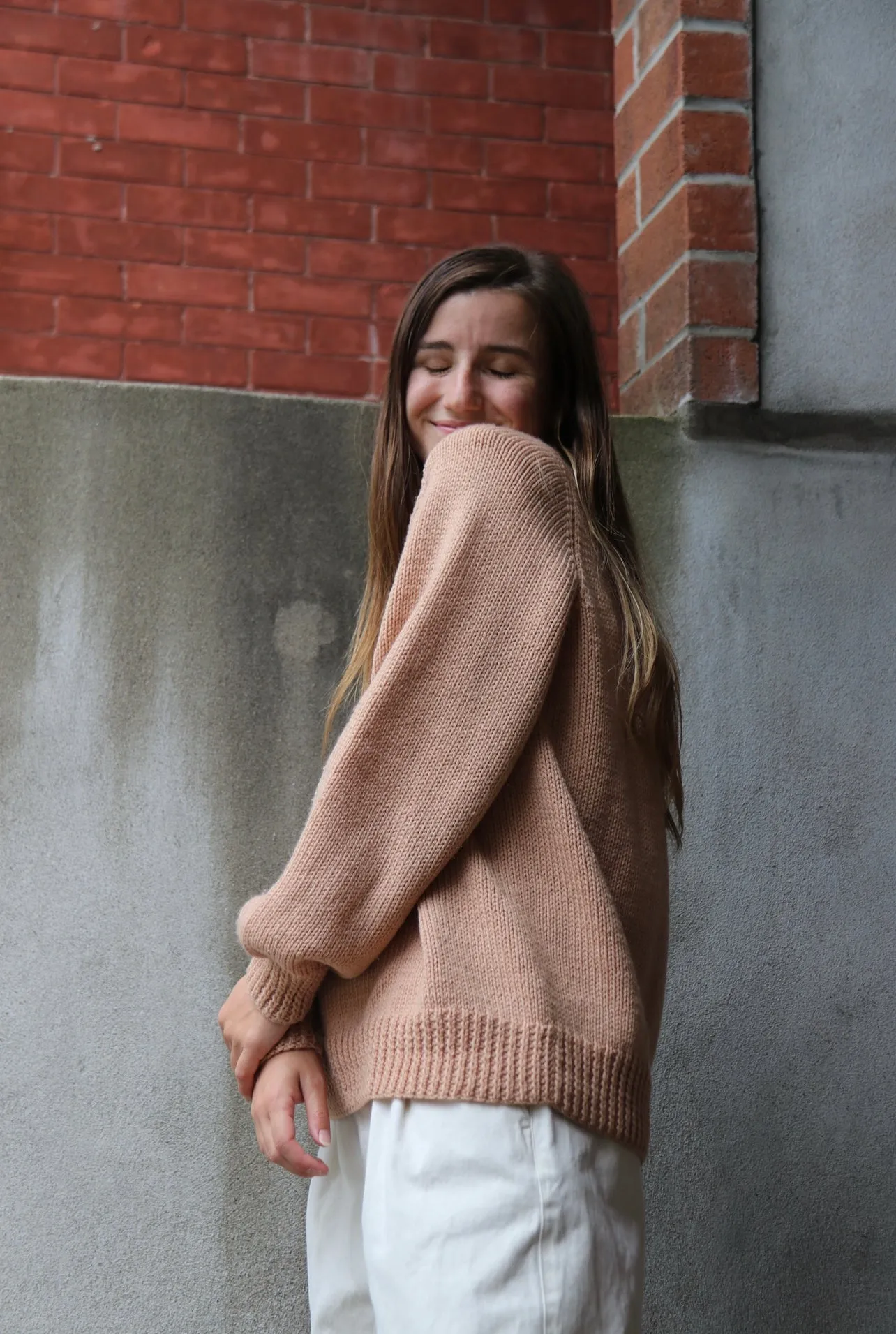 80s Dusty Rose Chunky V-Neck Knit - L