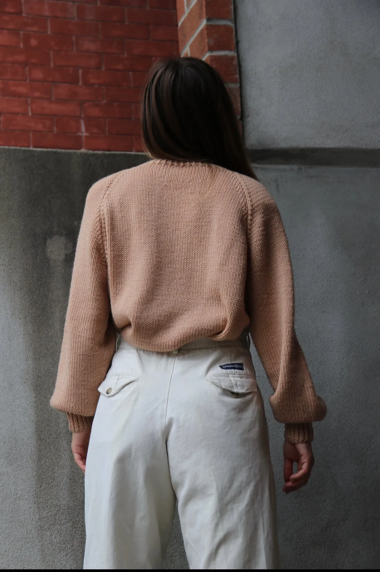 80s Dusty Rose Chunky V-Neck Knit - L
