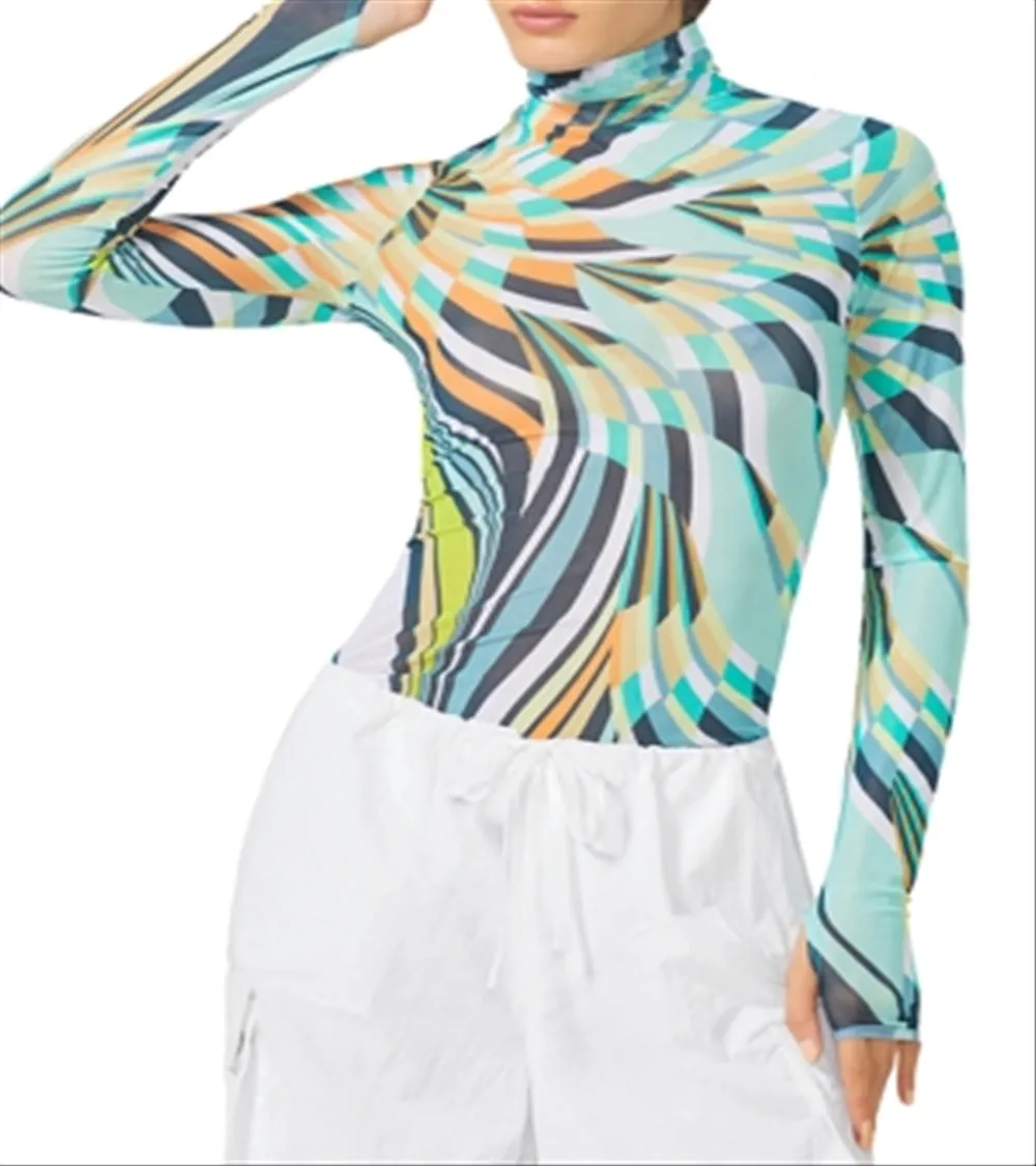 Afrm Zadie Mesh Turtleneck Top Multi-Color Size XS