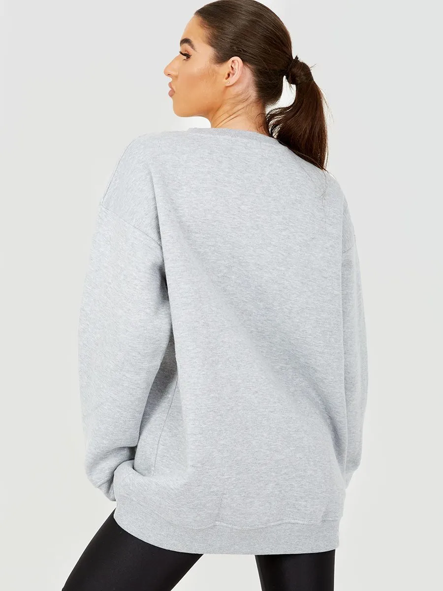 Amanda MICHIGAN Graphic Sweatshirt Jumper In Grey