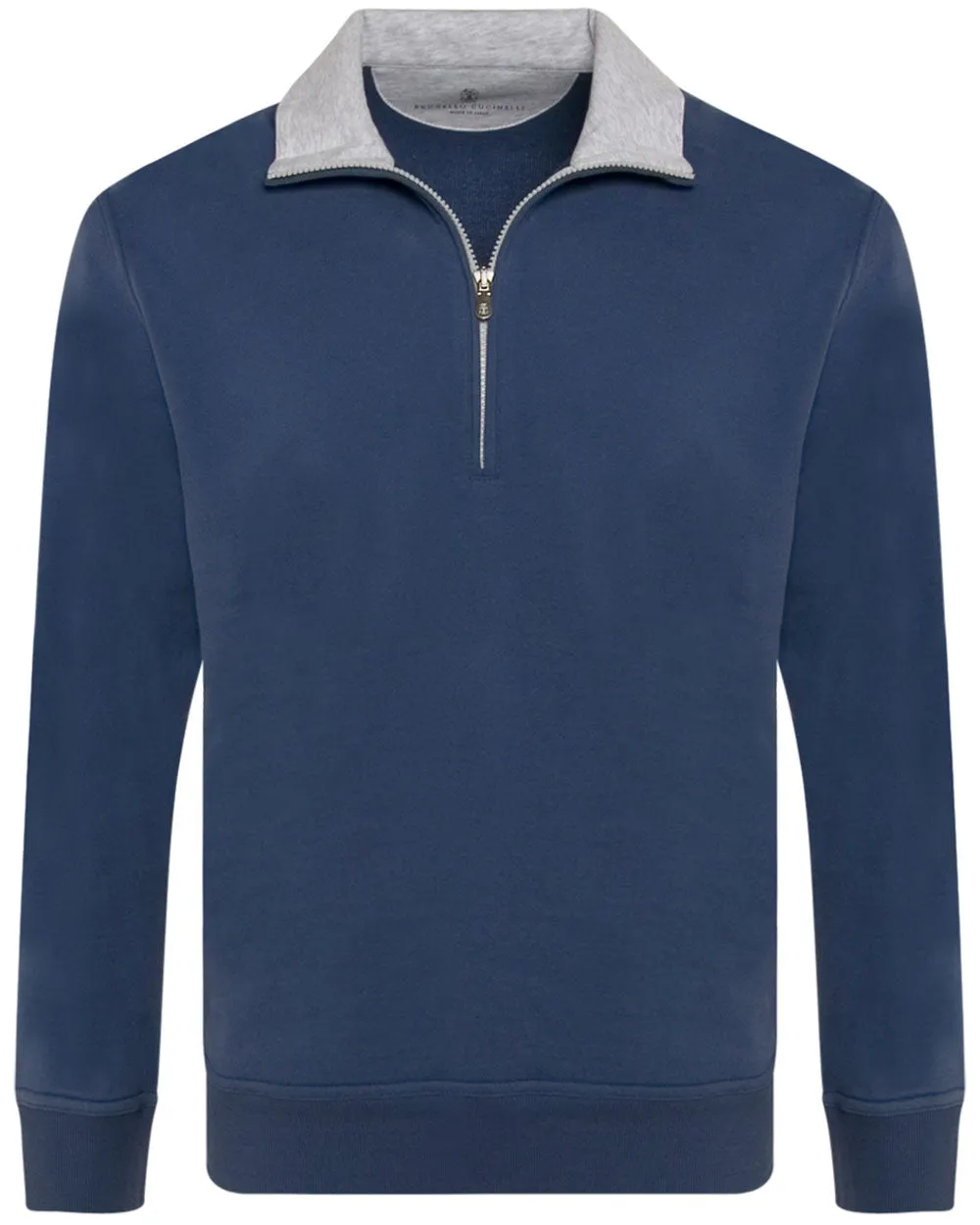 Azzurro Quarter Zip Cotton Sweatshirt