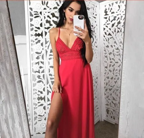 Backless Halter V Neck Maxi Beach