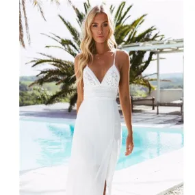 Backless Halter V Neck Maxi Beach