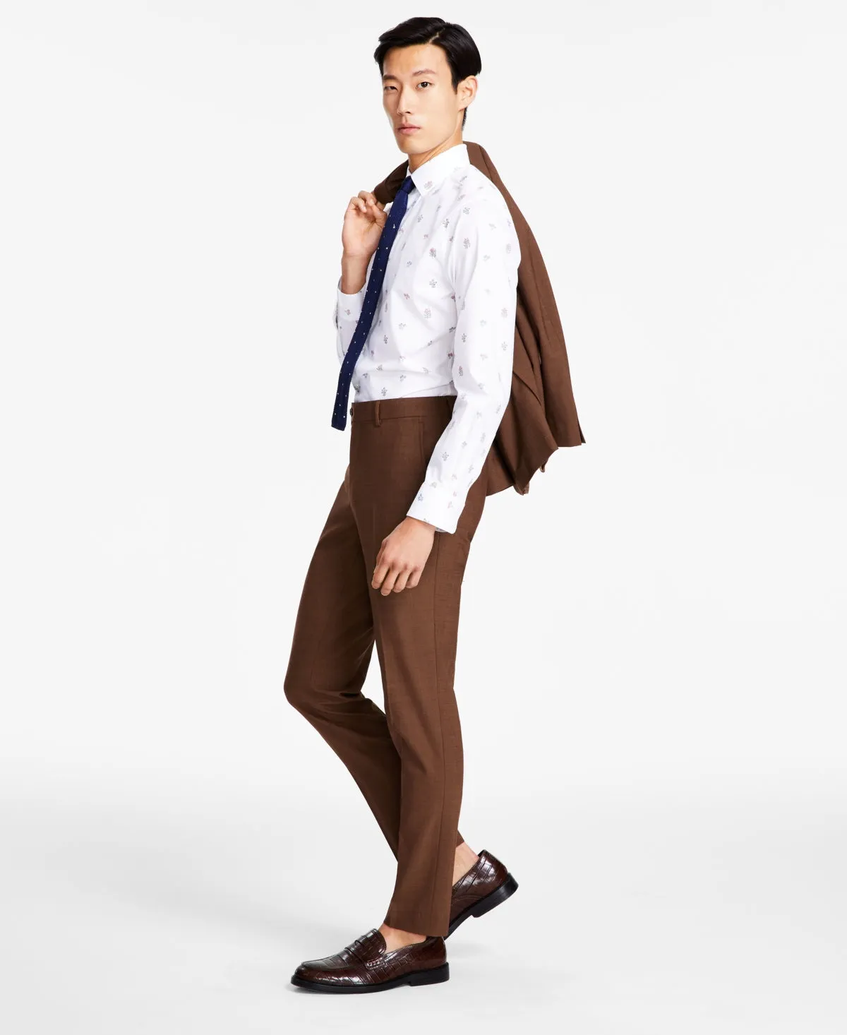 Bar Iii Mens Slim fit Dress Pants 40 / 32 Brown Solid