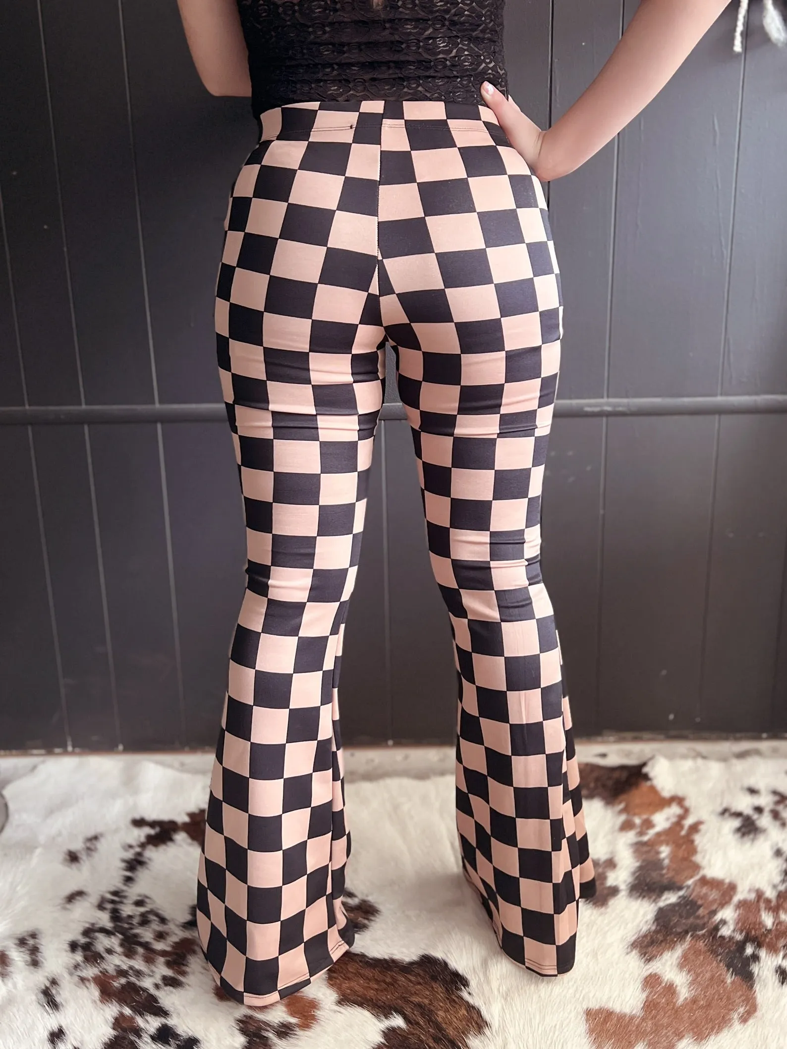 Black & Mocha Checkered Trouser Pants