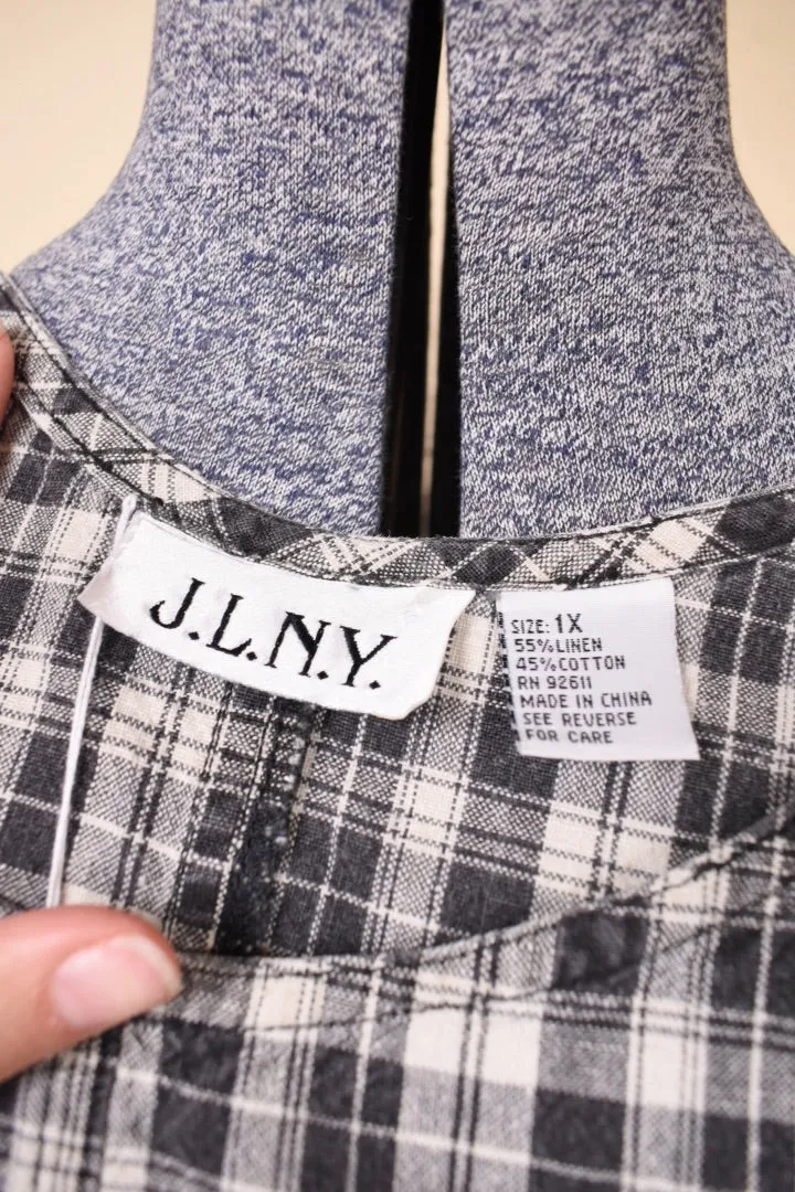 Black and White Plaid Overall Dress By J.L.N.Y., XXL
