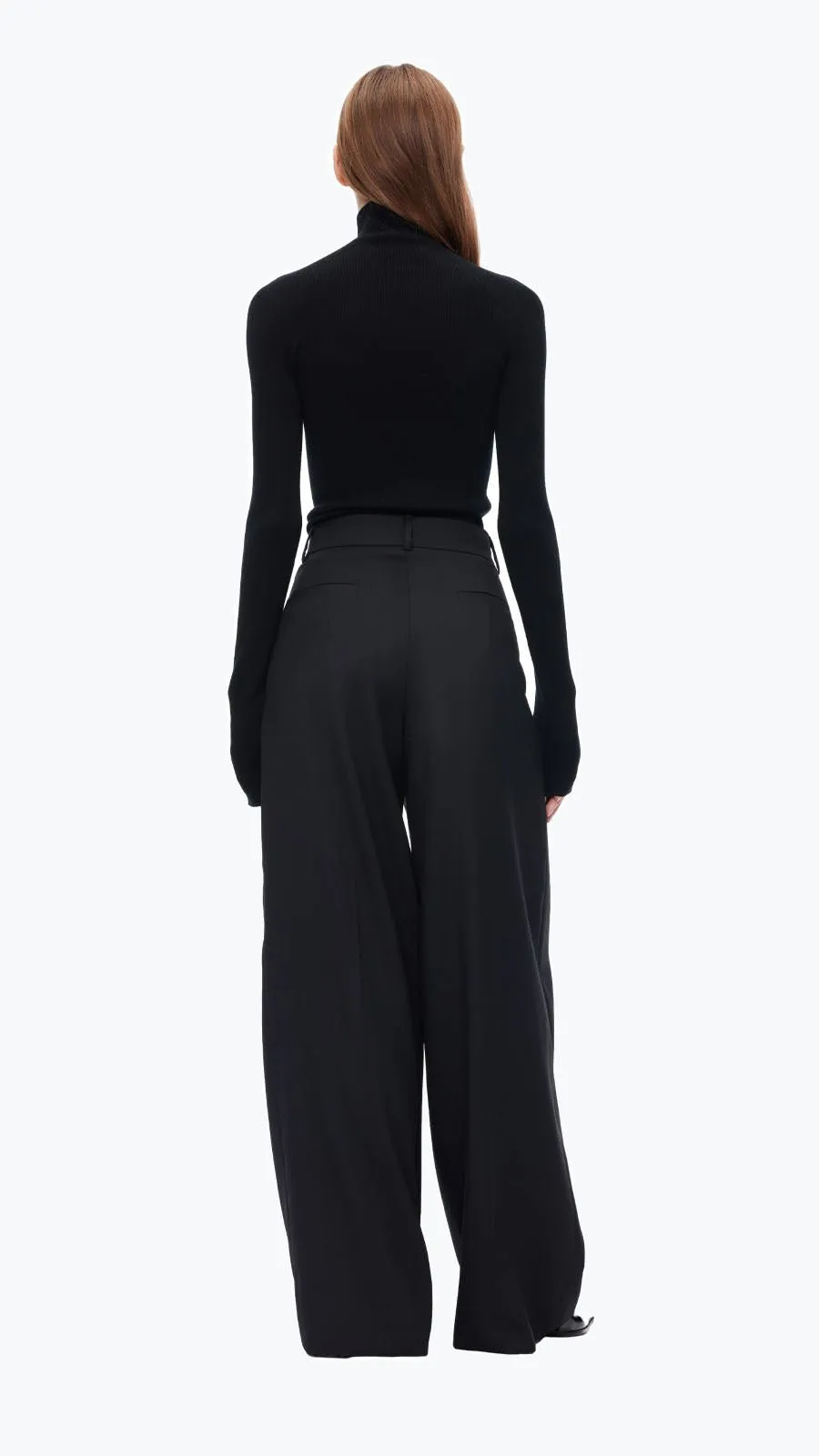 Black Pullover Half-turtleneck Knit T-shirt