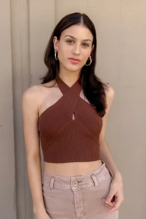 Brown Knit Halter Top