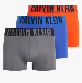 Calvin Klein INTENSE POWER 3 Pack Trunks Mens Grey/Blue/Red