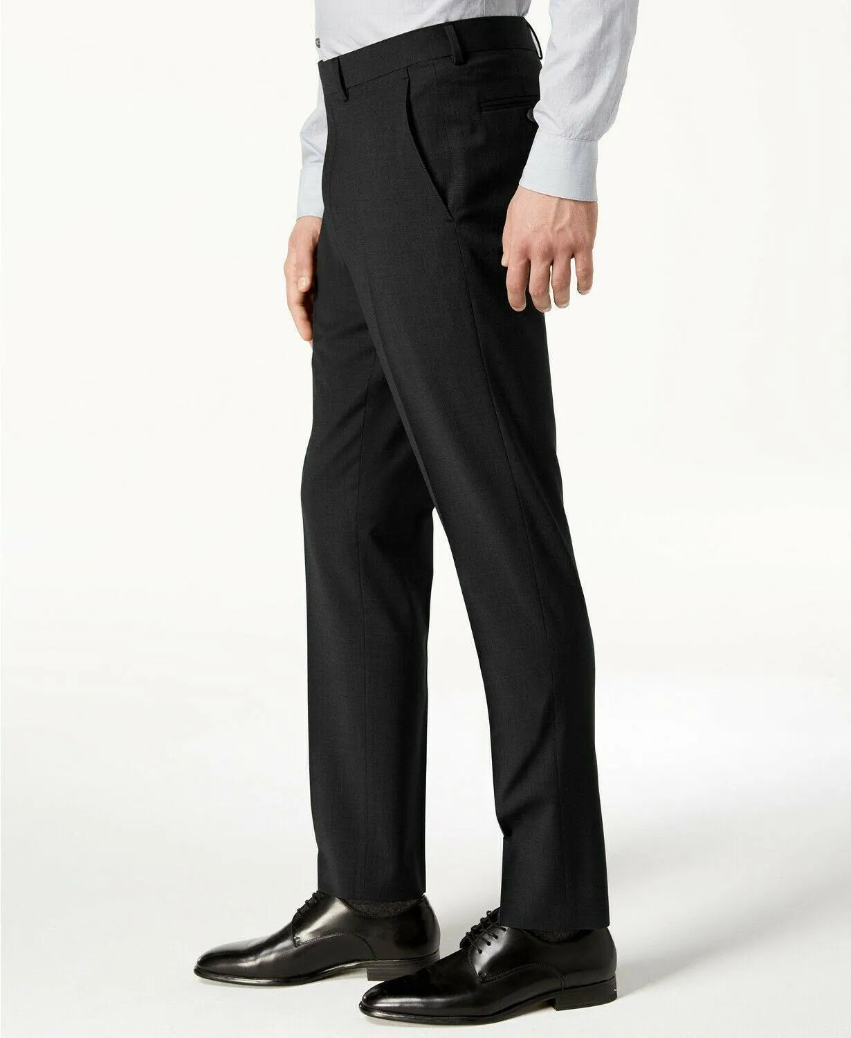Calvin Klein Mens Skinny fit Dress Pants 32 / 32 Black Solid Stretch