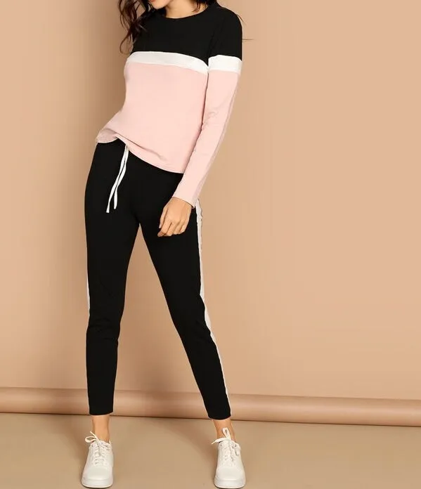 Color-Block Top & Pants Set