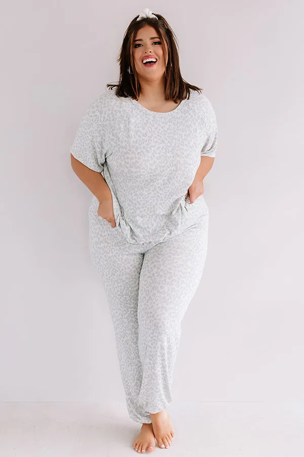 Committed To Cozy Leopard Joggers In Grey Curves
