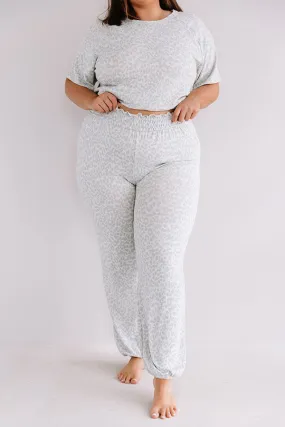 Committed To Cozy Leopard Joggers In Grey Curves