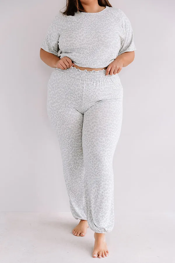 Committed To Cozy Leopard Joggers In Grey Curves