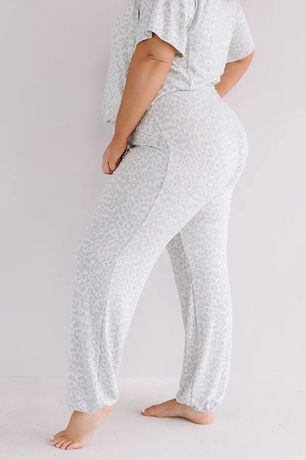 Committed To Cozy Leopard Joggers In Grey Curves