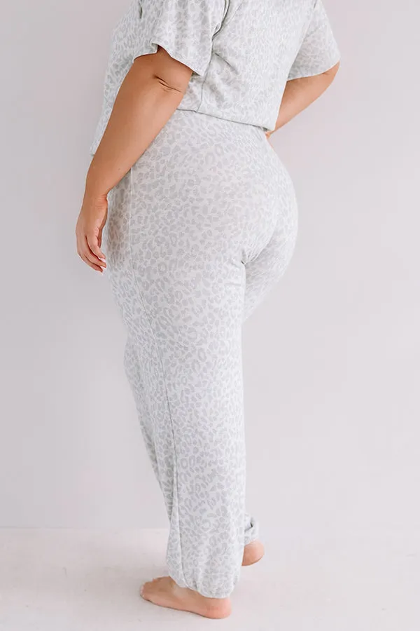 Committed To Cozy Leopard Joggers In Grey Curves