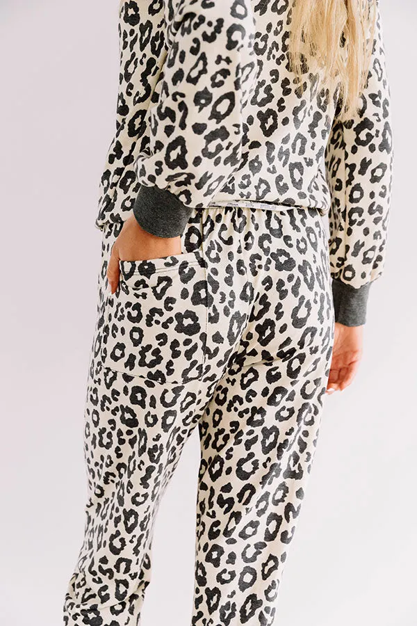 Cozier Now Leopard Joggers In Cream