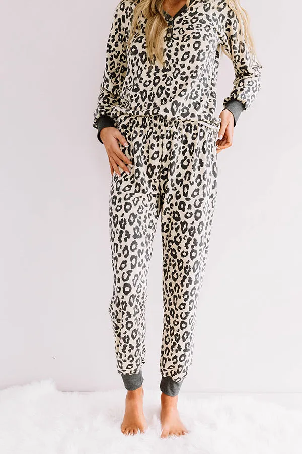 Cozier Now Leopard Joggers In Cream