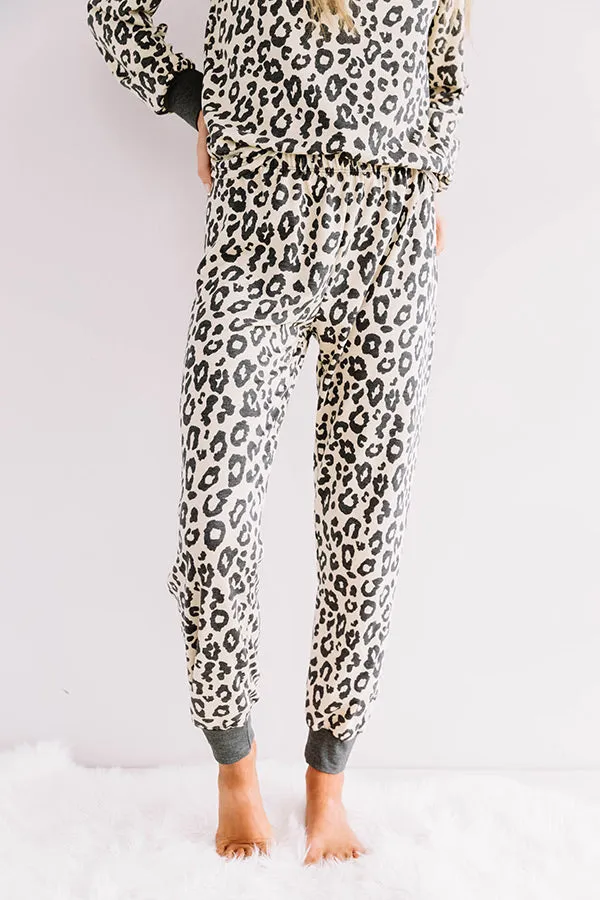 Cozier Now Leopard Joggers In Cream