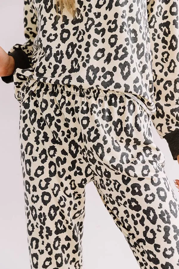 Cozier Now Leopard Joggers In Cream