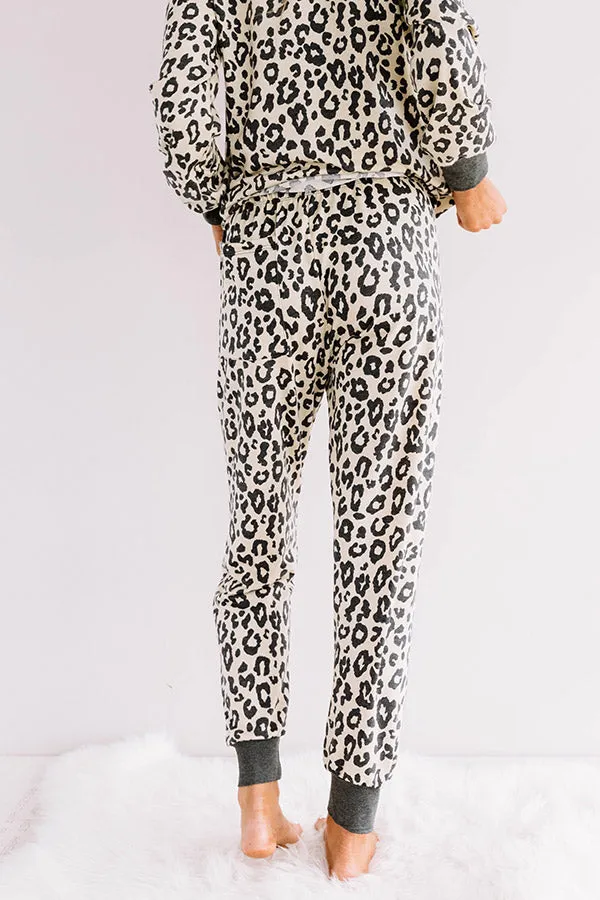 Cozier Now Leopard Joggers In Cream