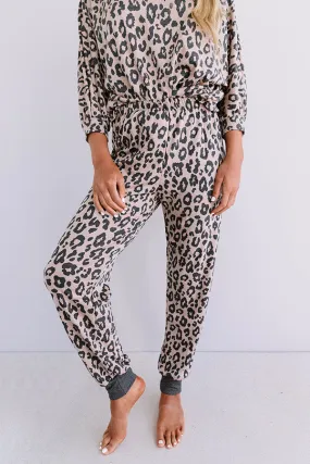 Cozier Now Leopard Joggers In Mocha