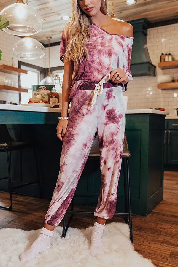 Cozy Mornings Tie Dye Joggers in Purple