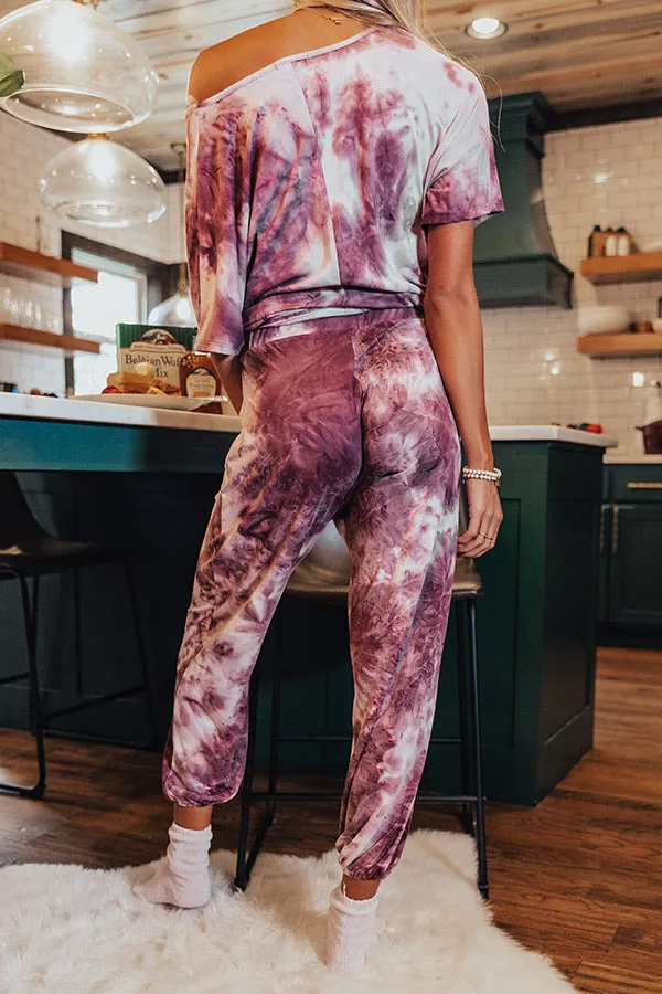 Cozy Mornings Tie Dye Joggers in Purple