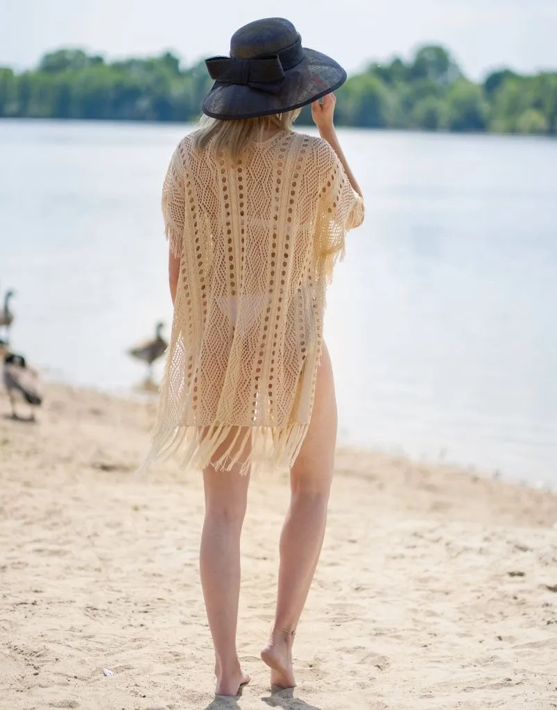 Crochet Knit Tassel Swimwear Bikini Top Cover Up