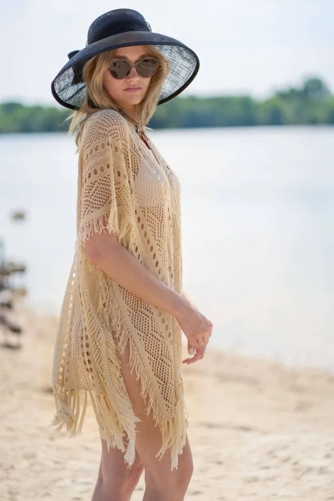 Crochet Knit Tassel Swimwear Bikini Top Cover Up