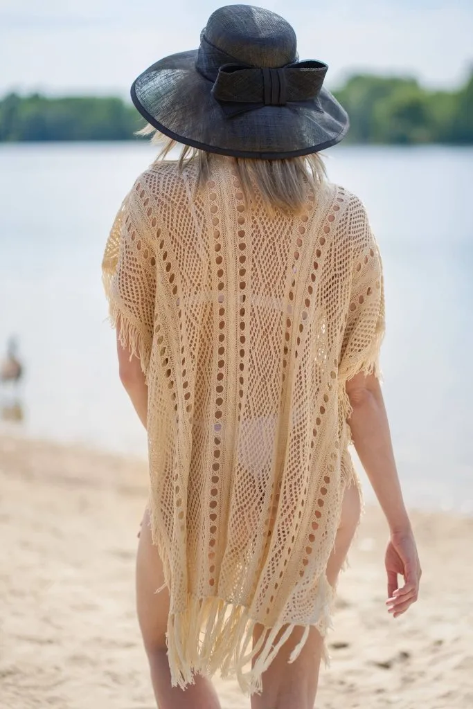 Crochet Knit Tassel Swimwear Bikini Top Cover Up