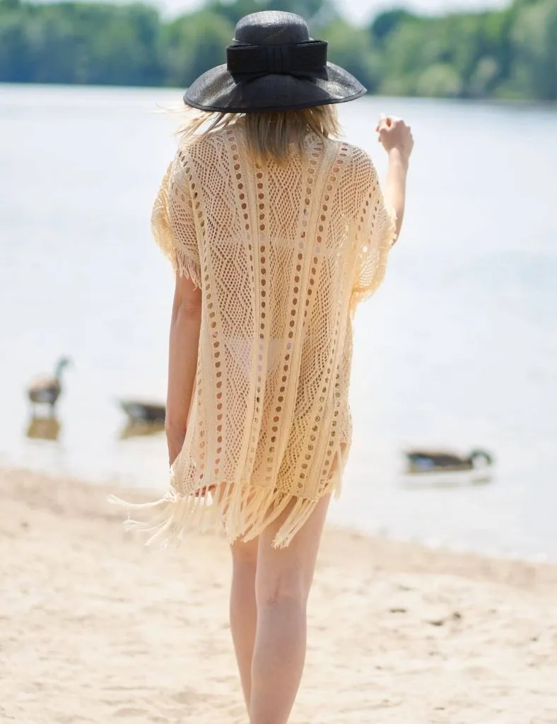 Crochet Knit Tassel Swimwear Bikini Top Cover Up