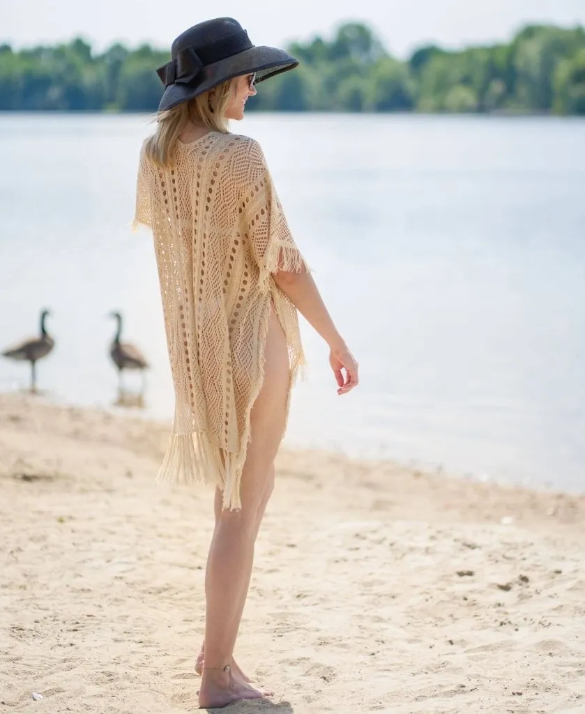 Crochet Knit Tassel Swimwear Bikini Top Cover Up
