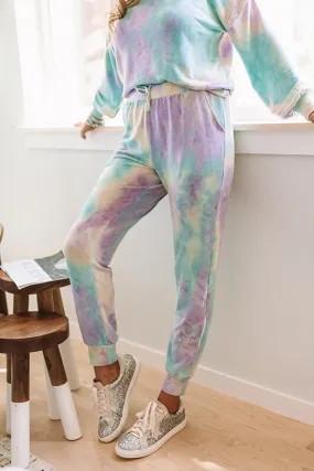 Cue The Confetti Tie Dye Joggers In Purple