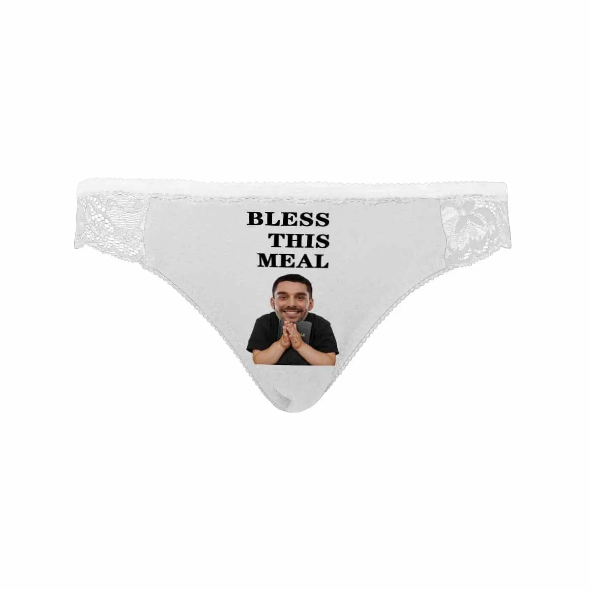Custom Lace Underwear Personalized Face Bless This Meal Women's Lace Panty Funny Valentine's Day Gift