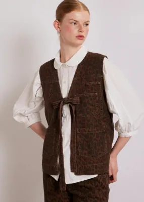 Damson Madder Dilly Denim Gilet - Dark Leopard