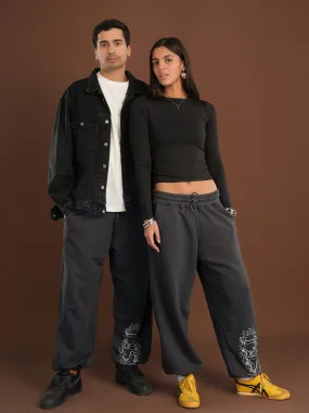 Dark Grey Printed Swants
