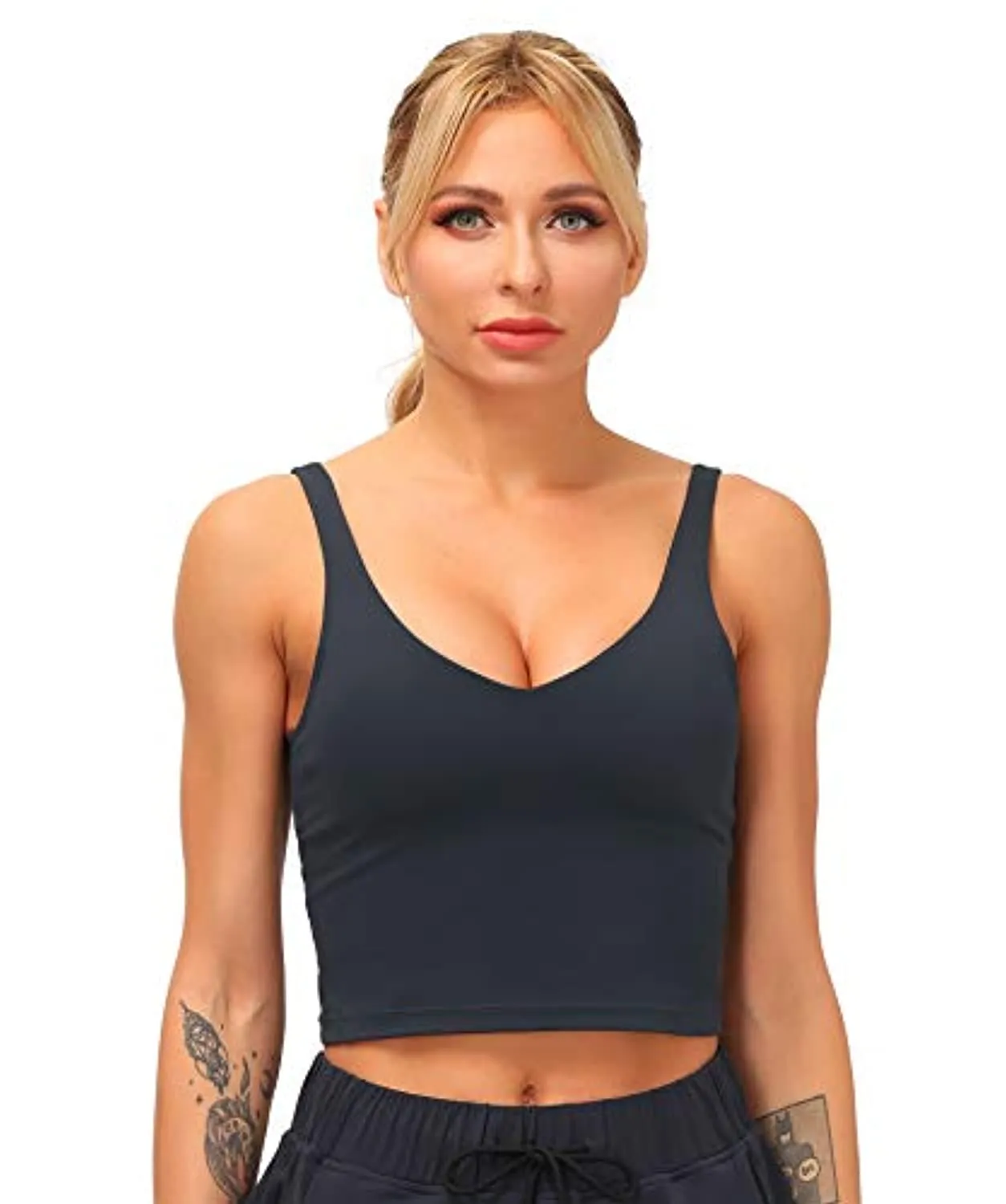 Dragon Fit Sports Bra for Women Longline Padded Bra Yoga Crop Tank Tops Fitness Workout Running Top