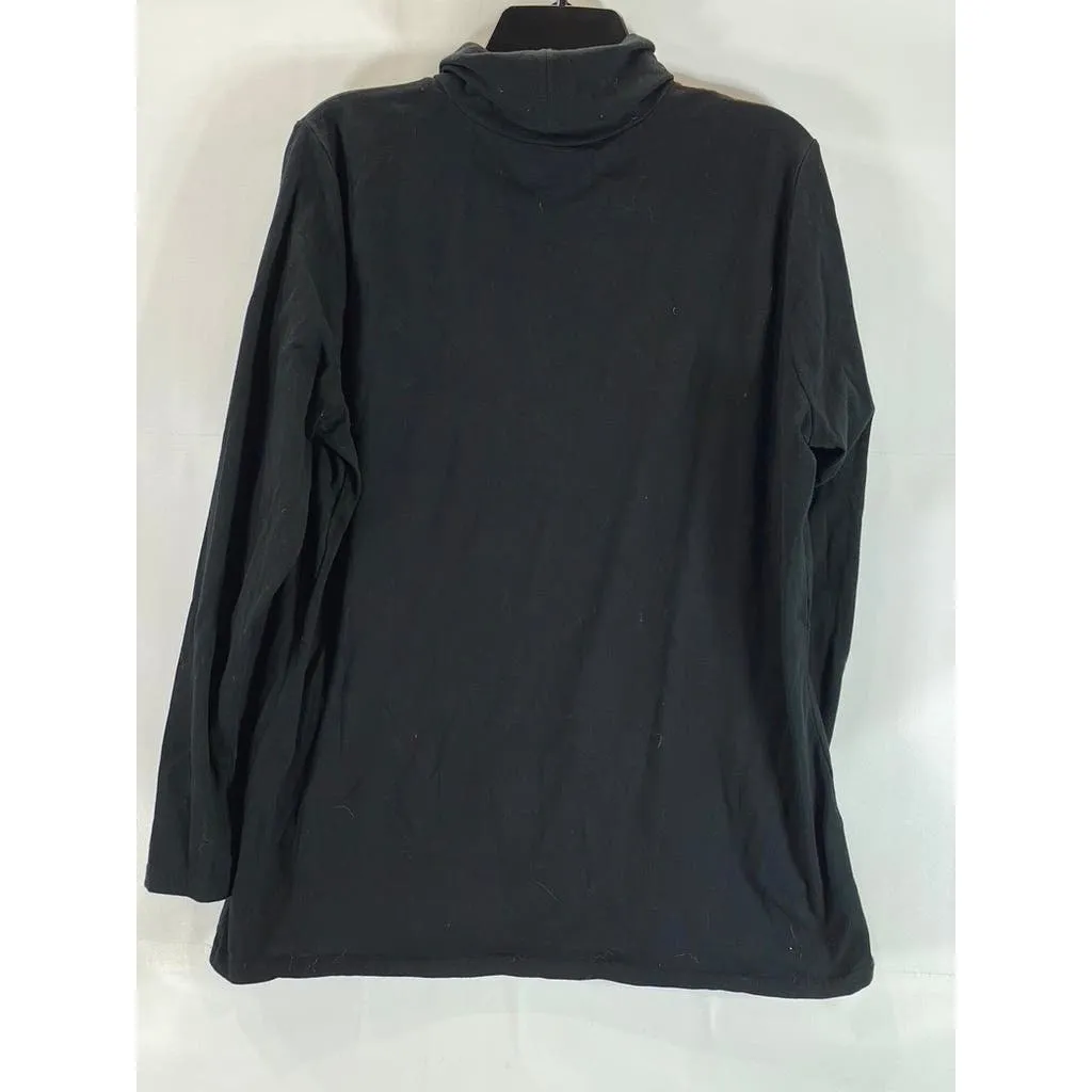 EDDIE BAUER Women's Solid Black Outdoor Turtleneck Long Sleeve Top SZ 2XL