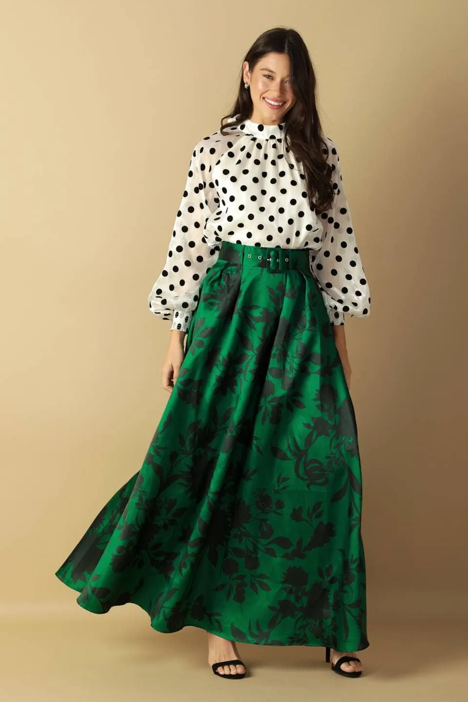 Elegant Floral Woven Maxi Skirt