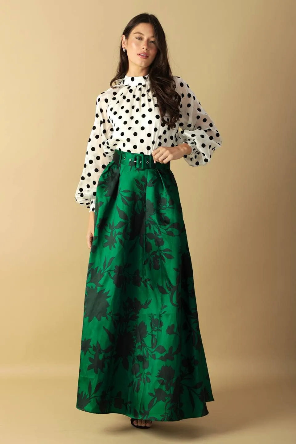 Elegant Floral Woven Maxi Skirt