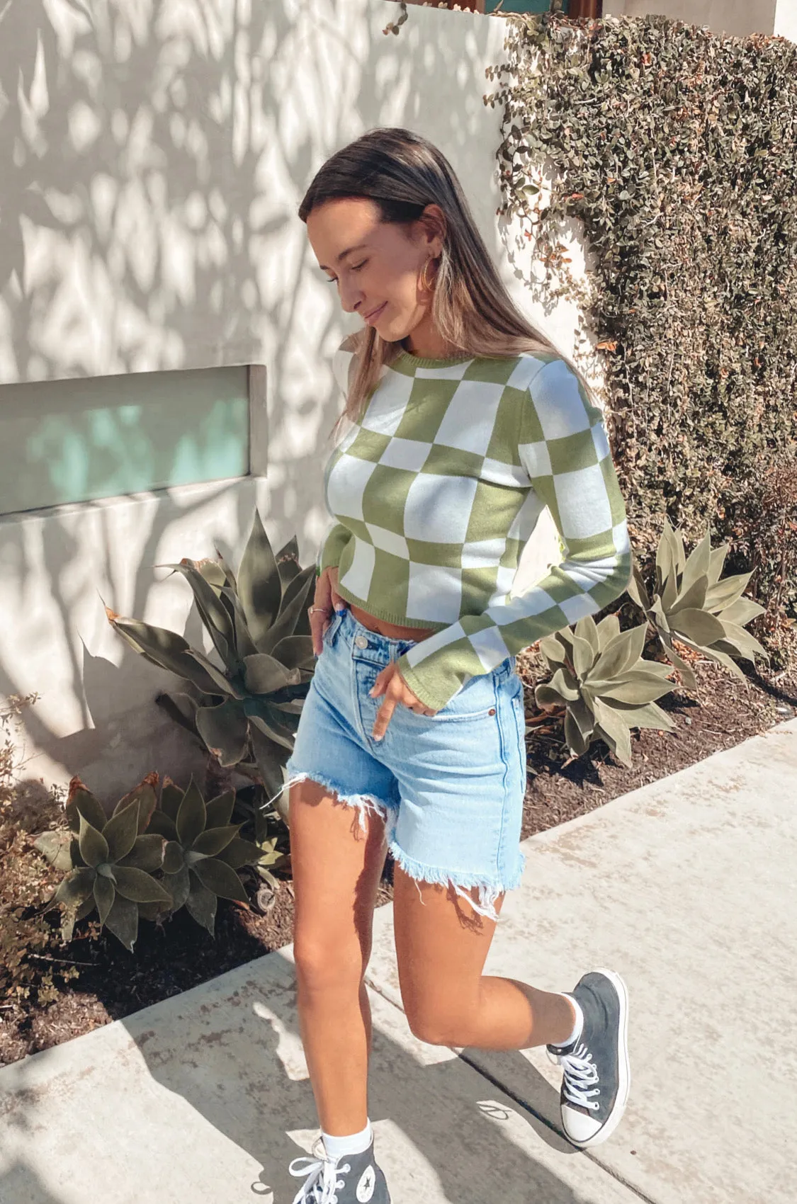 Emery Check Knit Top