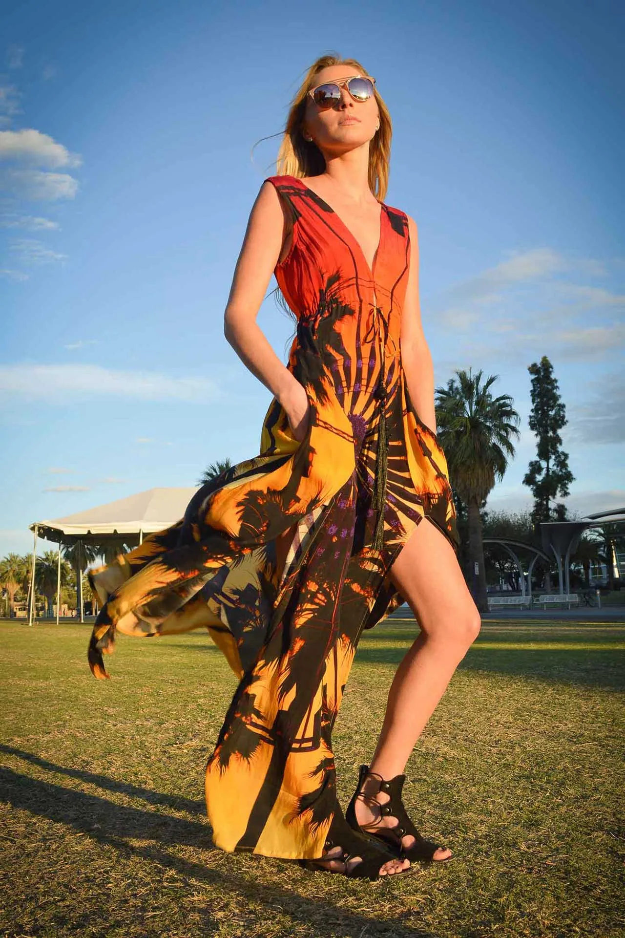 Floor Length Orange Dress