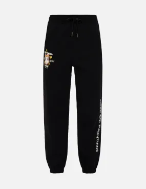 Fortune Cat and Slogan Print Sweatpants