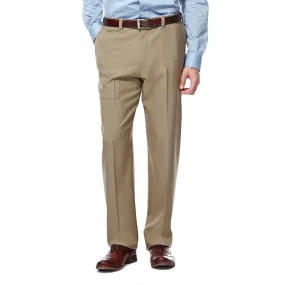 Haggar Mens Classic fit Casual Pants 40 / 34 Beige Solid