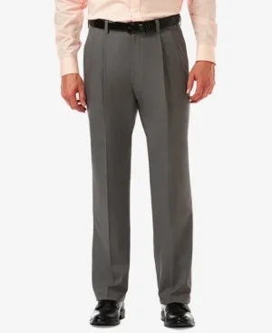 Haggar Mens Cool Pro 18 Classic Fit Pleat Front Dress Pants Grey 34 x 32