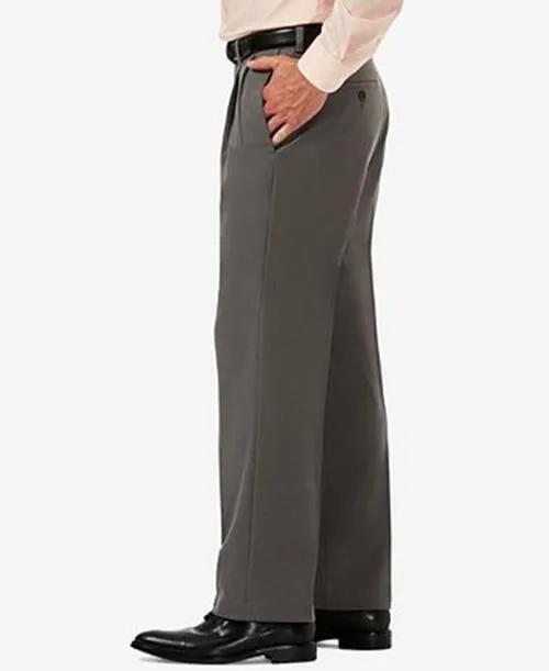 Haggar Mens Cool Pro 18 Classic Fit Pleat Front Dress Pants Grey 34 x 32