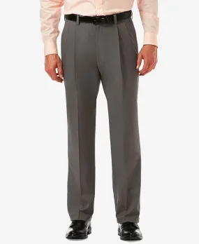 Haggar Mens Cool Pro 18 Classic Fit Pleat Front Dress Pants Grey 34 x 32